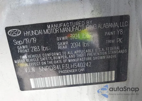 2020 Hyundai Elantra Sel/Value/Limited from USA, damaged, VIN 5NPD84LF3LH540242